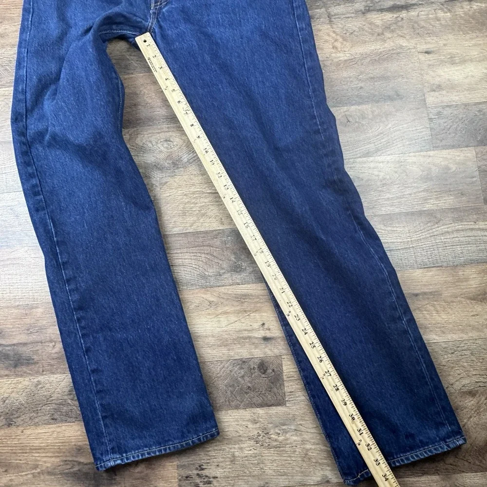 Levis 501 Jeans 36x34 Stretch Dark  Wash Denim Button Fly Straight